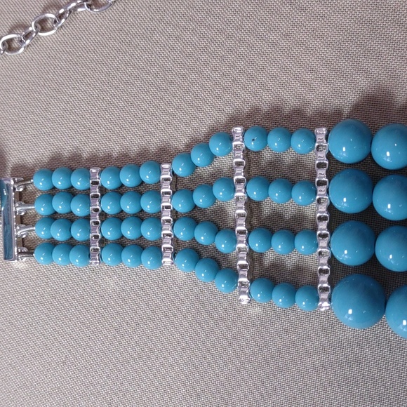 Joan Rivers 4 Strand Simulated Turquoise Layered Necklace - Picture 7 of 10